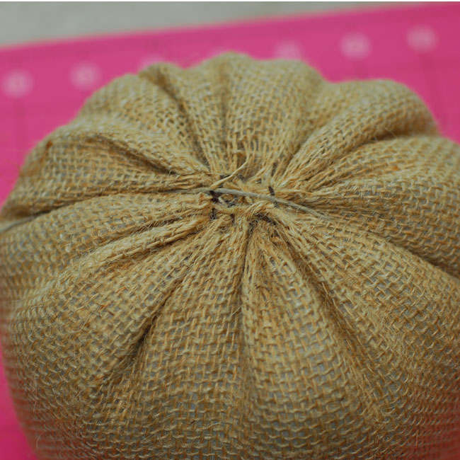 12 - Use hemp or embroidery thread to begin making sections in the pumpkin - Keri Lee Sereika