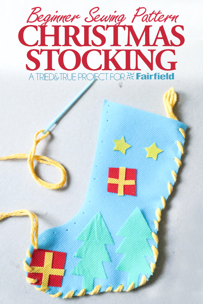 Beginner Sewing Pattern Christmas Stockings - a super easy project for kids who are just beginning to learn how to sew!